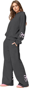 Bow Accent Cotton Sweatsuit Set