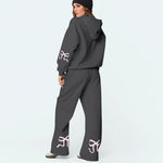 Bow Accent Cotton Sweatsuit Set
