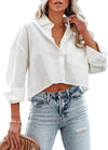 Cotton Button Down Crop Shirt