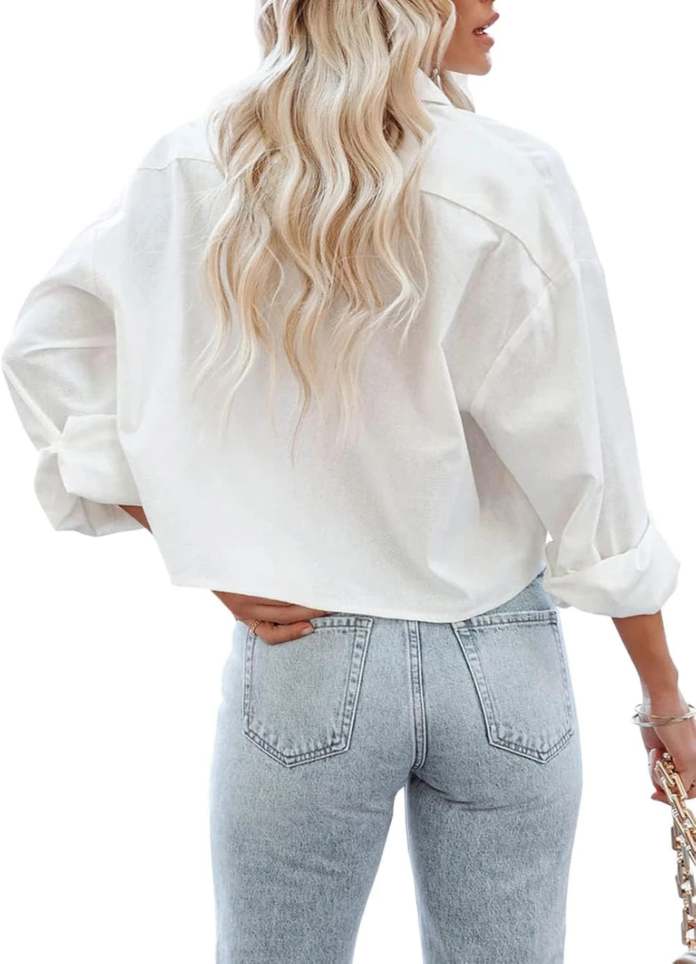 Cotton Button Down Crop Shirt