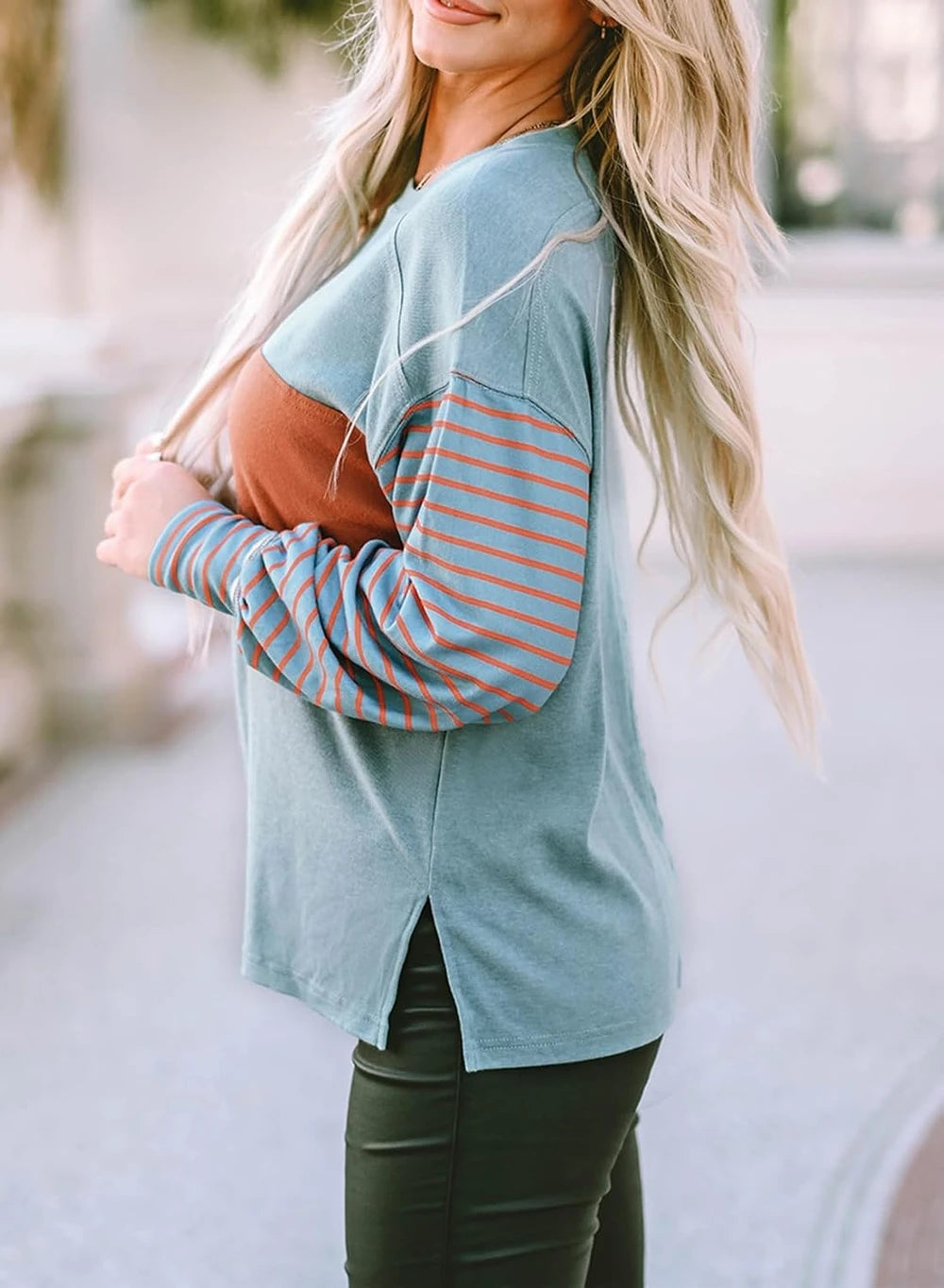 Dokotoo Color Block Long Sleeve Tunic