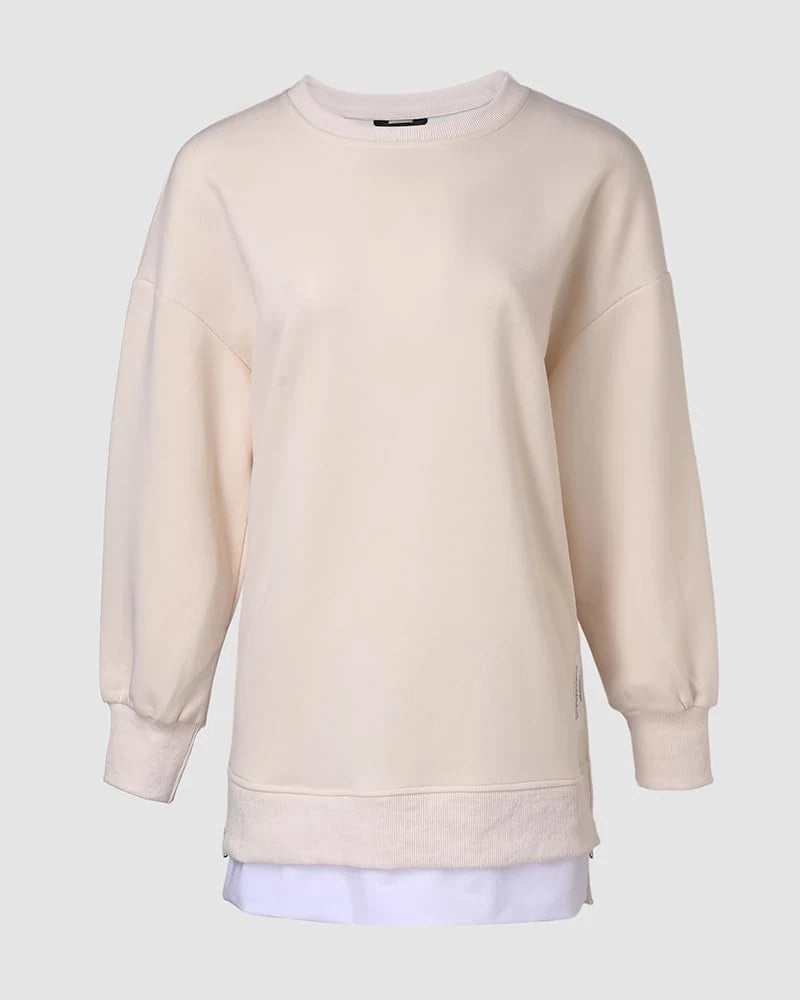 Oversized Side Zipper Crewneck Sweatshirt