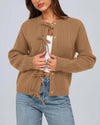 Ribbed Bow Cardigan