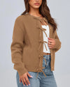 Ribbed Bow Cardigan