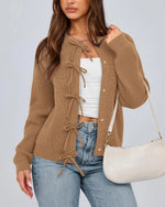Ribbed Bow Cardigan