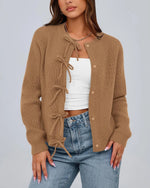 Ribbed Bow Cardigan