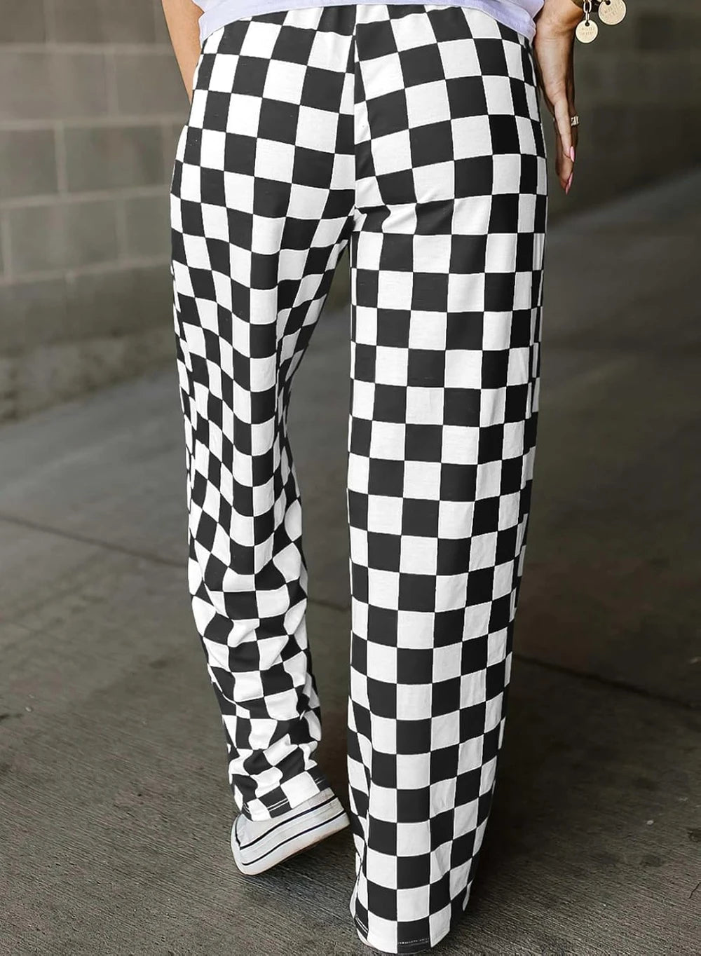 Checkered High Rise Palazzo Pants