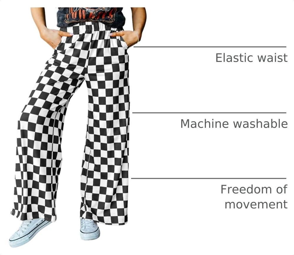 Checkered High Rise Palazzo Pants