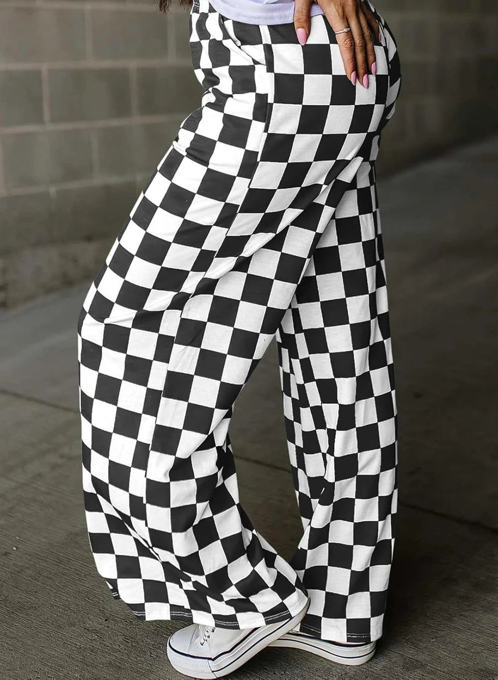 Checkered High Rise Palazzo Pants