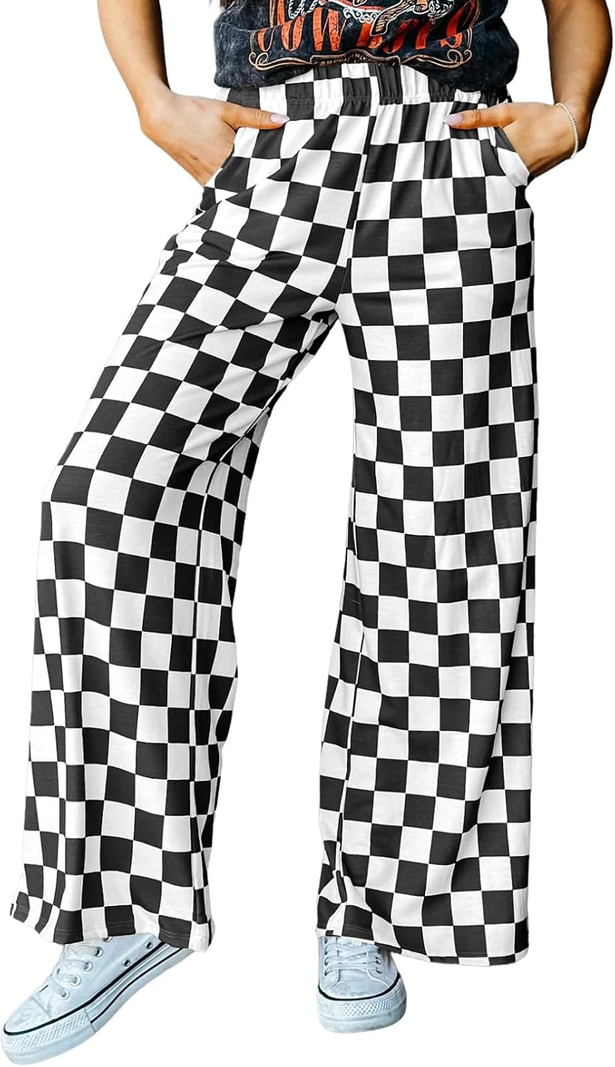 Checkered High Rise Palazzo Pants