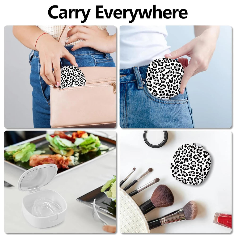 Leopard Print Retainer Case with Mirror