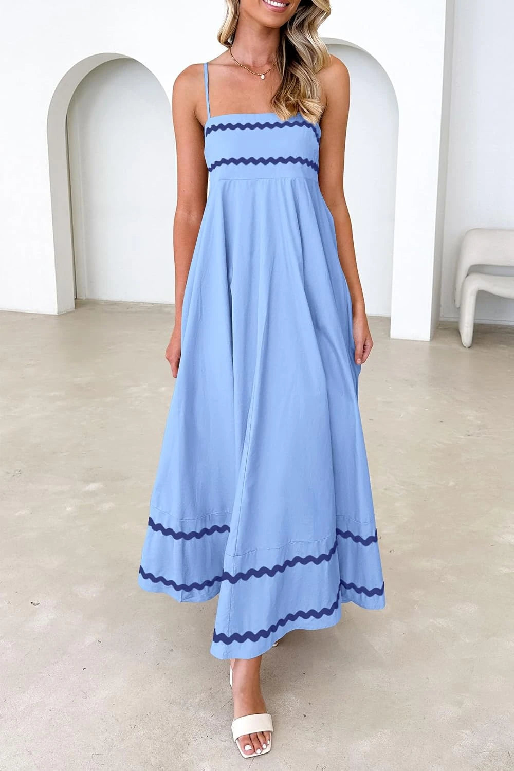 PRETTYGARDEN Spaghetti Strap Boho Maxi Dress