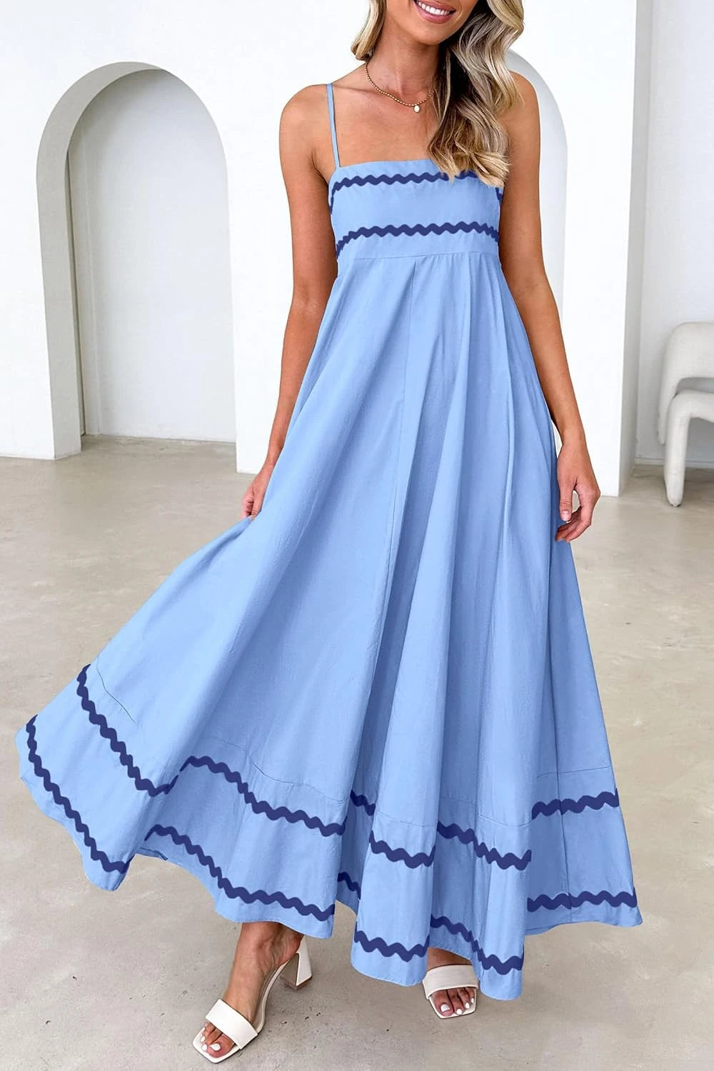 PRETTYGARDEN Spaghetti Strap Boho Maxi Dress