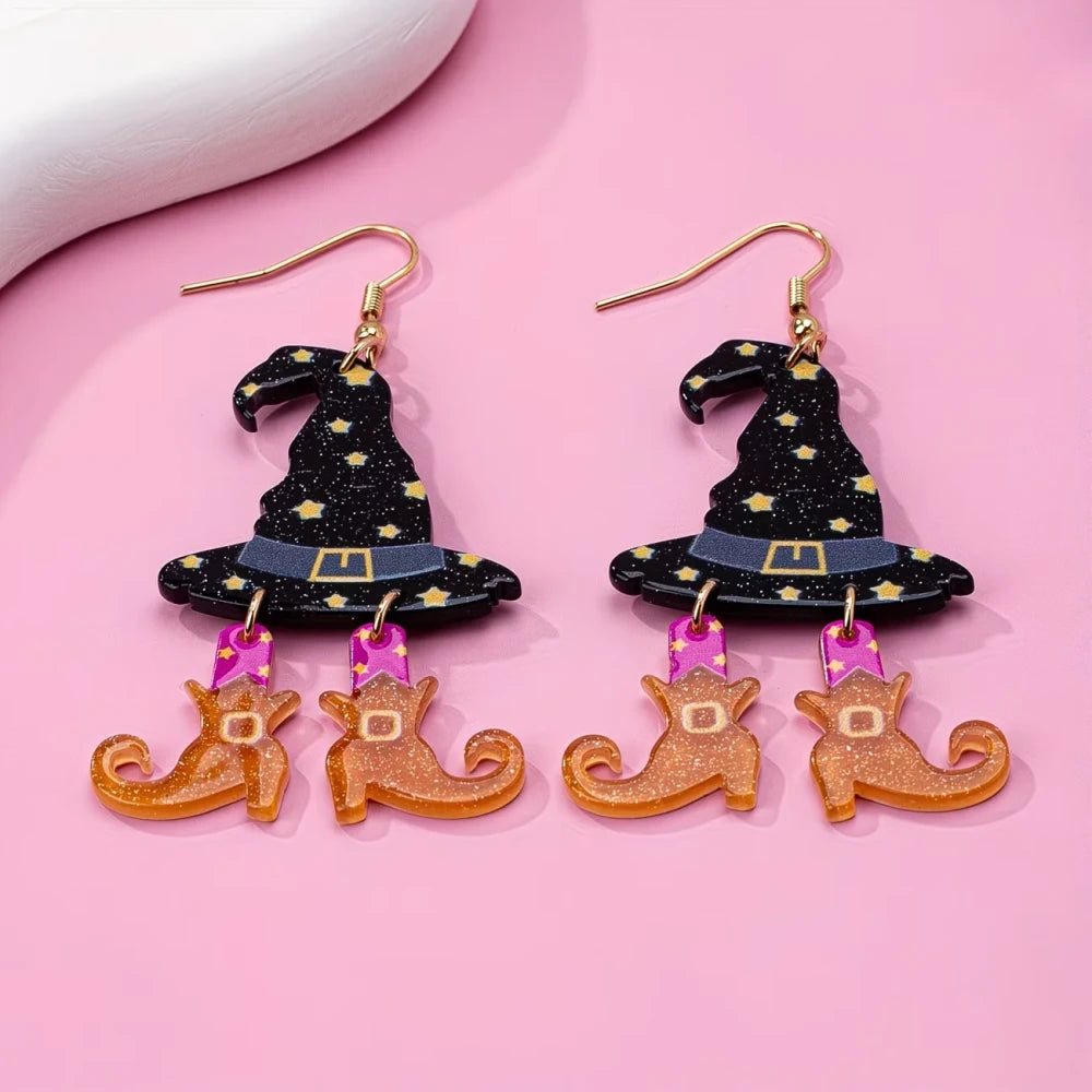 Halloween Witch Hat Drop Earrings
