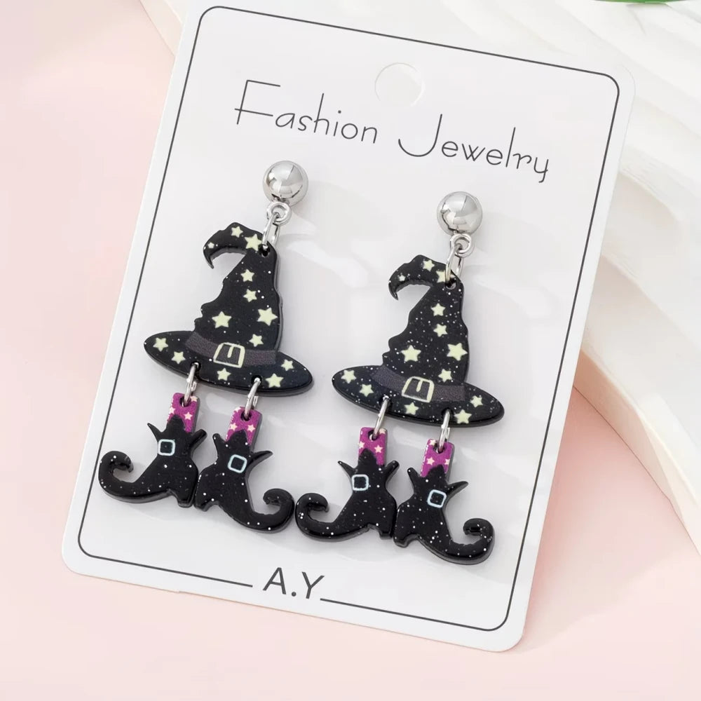 Halloween Witch Hat Drop Earrings