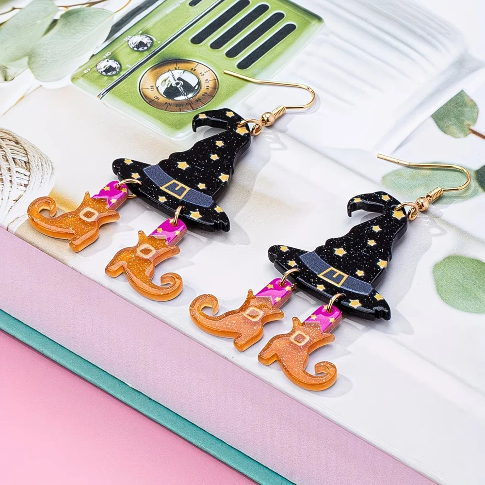 Halloween Witch Hat Drop Earrings