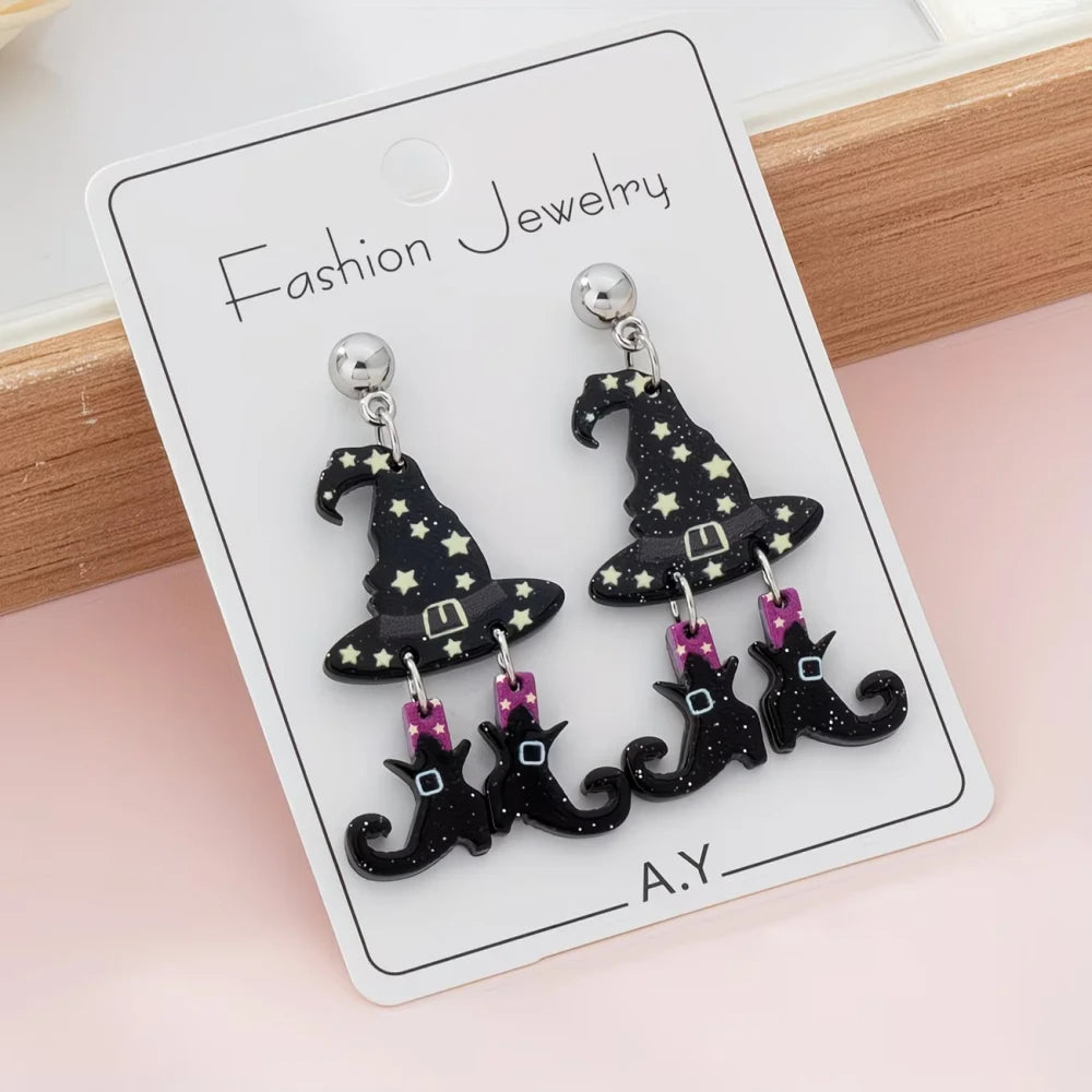 Halloween Witch Hat Drop Earrings