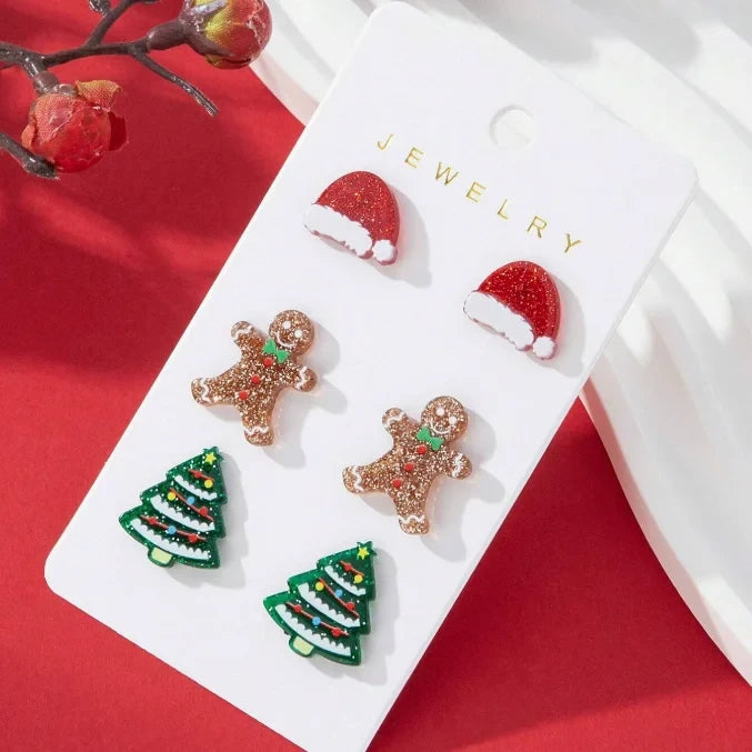 Festive Acrylic Christmas Stud Earrings