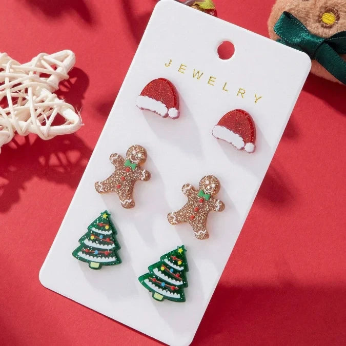 Festive Acrylic Christmas Stud Earrings