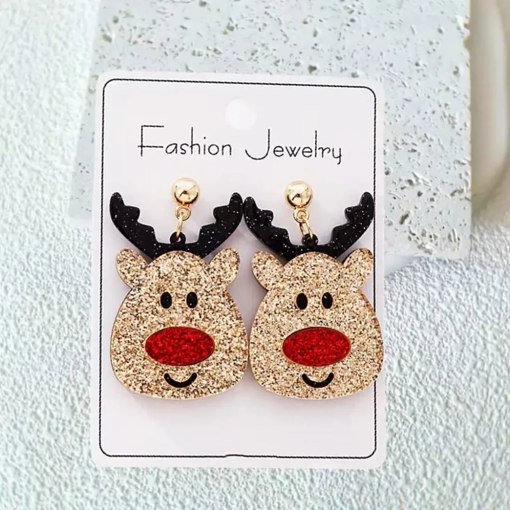 Sparkling Reindeer Drop Earrings
