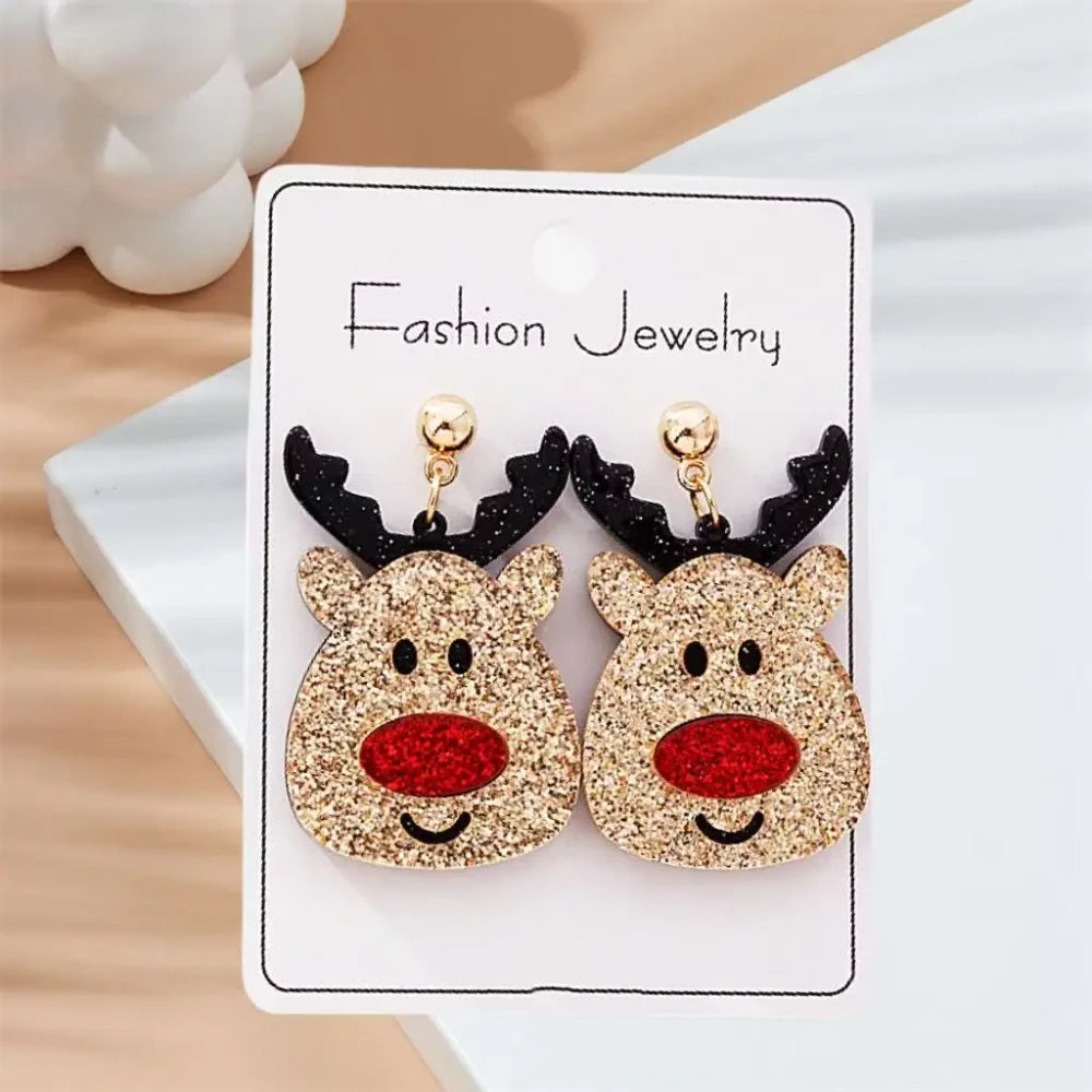 Sparkling Reindeer Drop Earrings