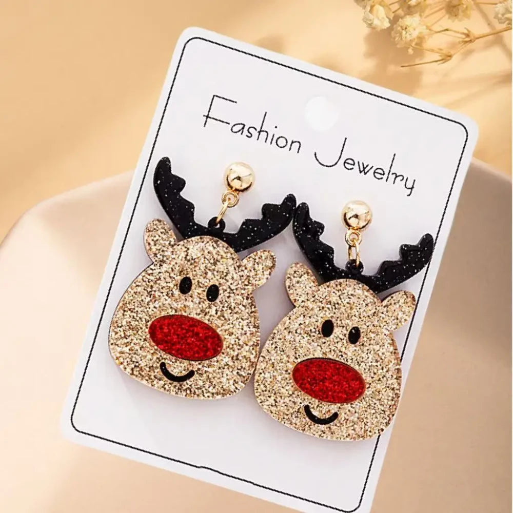 Sparkling Reindeer Drop Earrings