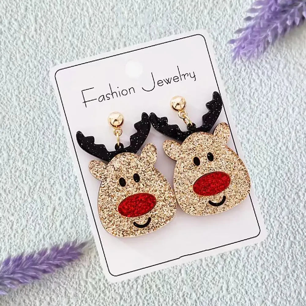 Sparkling Reindeer Drop Earrings