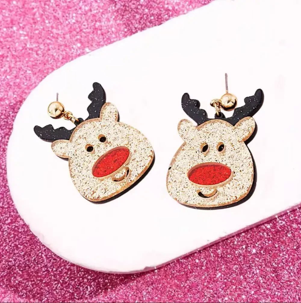 Sparkling Reindeer Drop Earrings