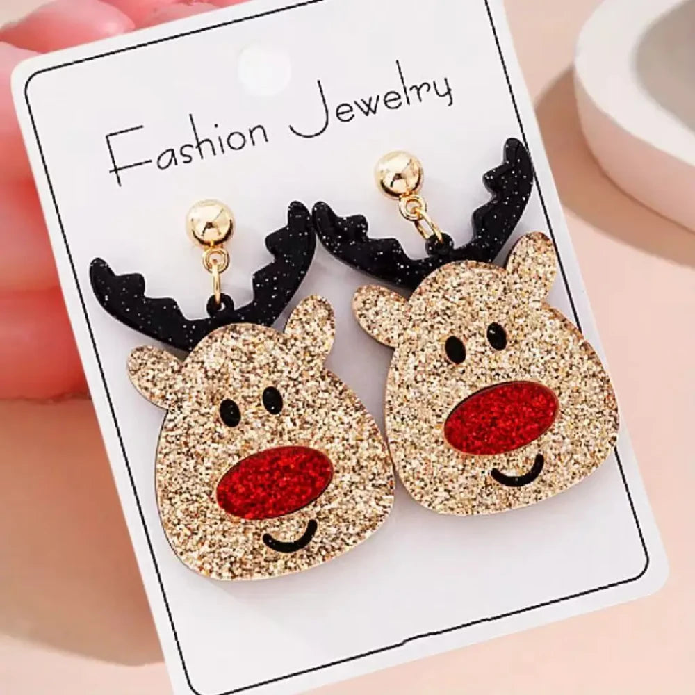 Sparkling Reindeer Drop Earrings