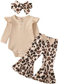 Ribbed Knit Romper Leopard Pants Set
