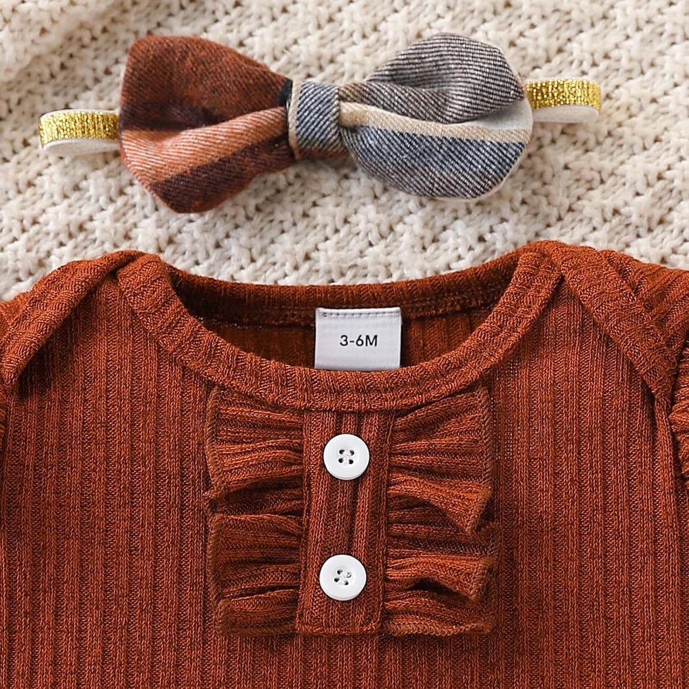Baby Girl Plaid Overalls Outfit Set