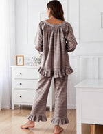 Womens Plaid Cotton Pajama Set