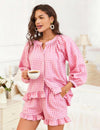 Gingham Cotton Ruffle Pajama Set