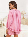 Gingham Cotton Ruffle Pajama Set