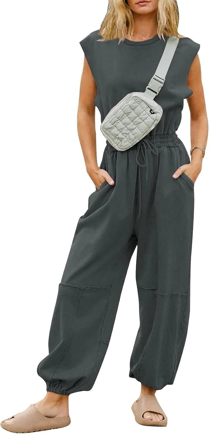 Casual Cotton Pocket Jumpsuit