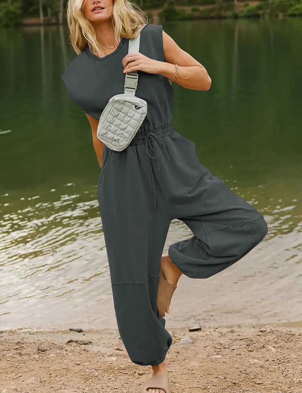 Casual Cotton Pocket Jumpsuit