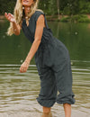 Casual Cotton Pocket Jumpsuit