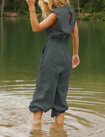 Casual Cotton Pocket Jumpsuit