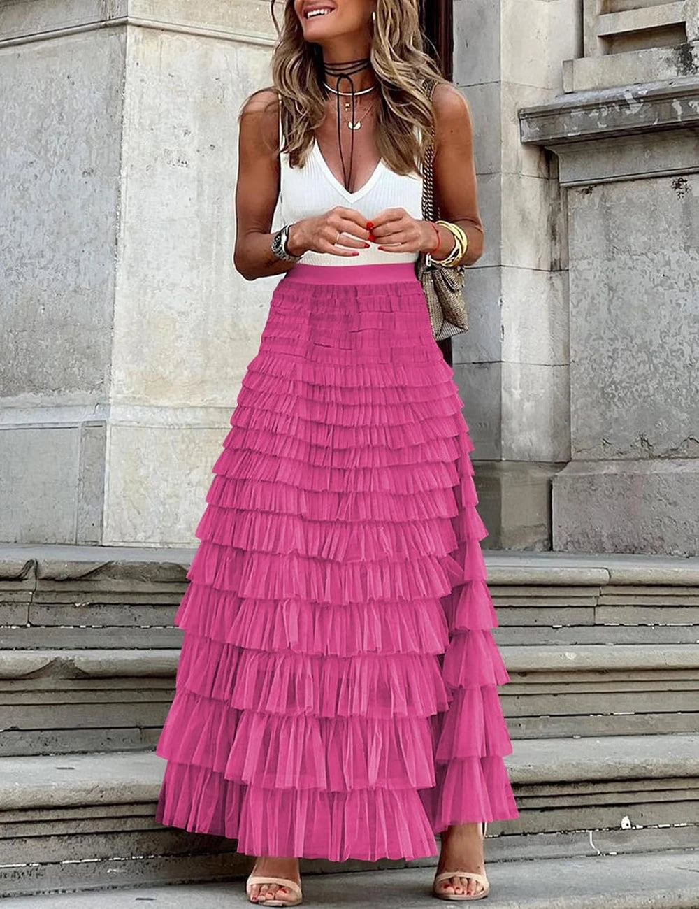 Layered Tulle Maxi Skirt