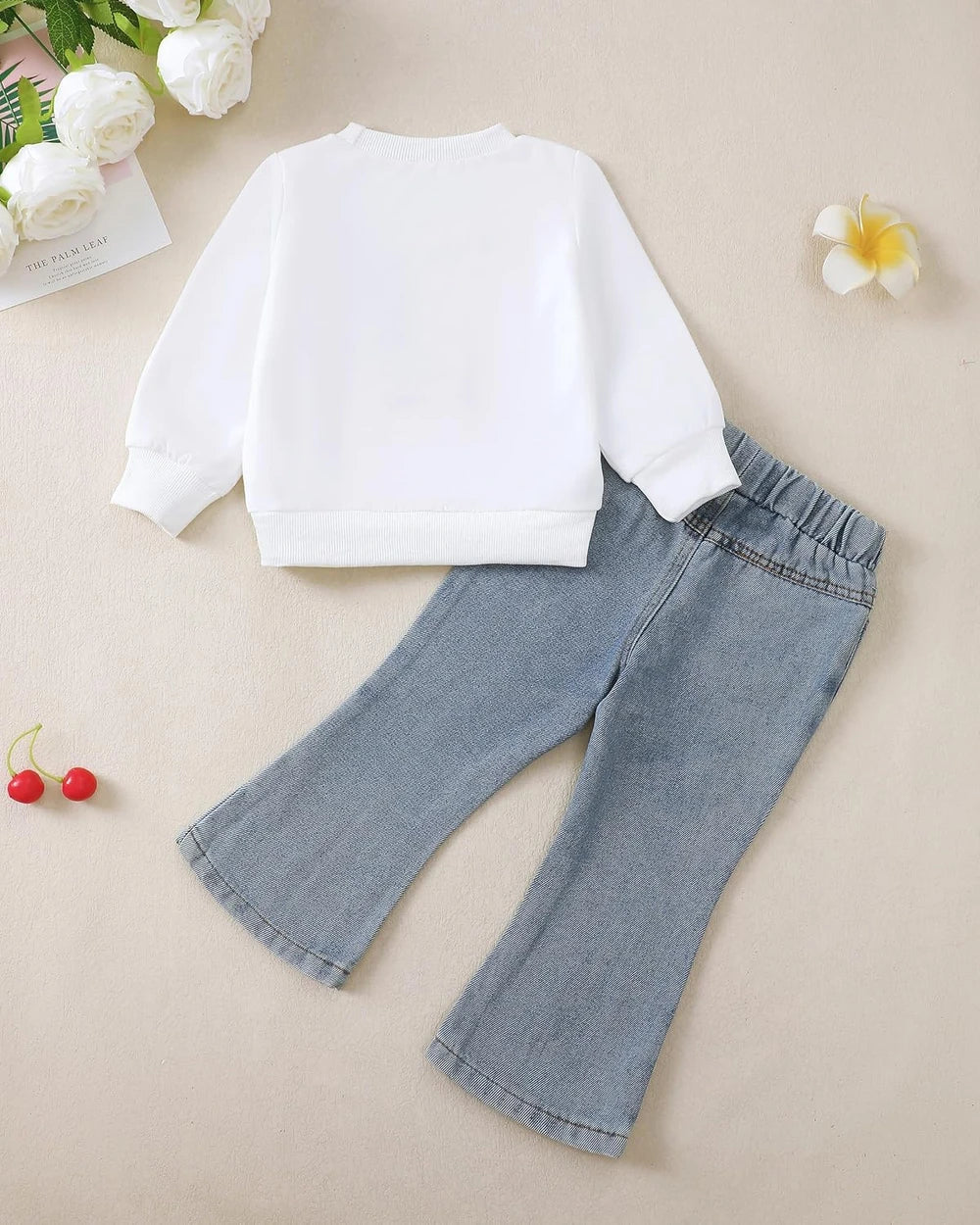 Renotemy Toddler Girl Sweatshirt Jeans Set