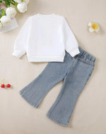 Renotemy Toddler Girl Sweatshirt Jeans Set