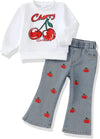 Renotemy Toddler Girl Sweatshirt Jeans Set
