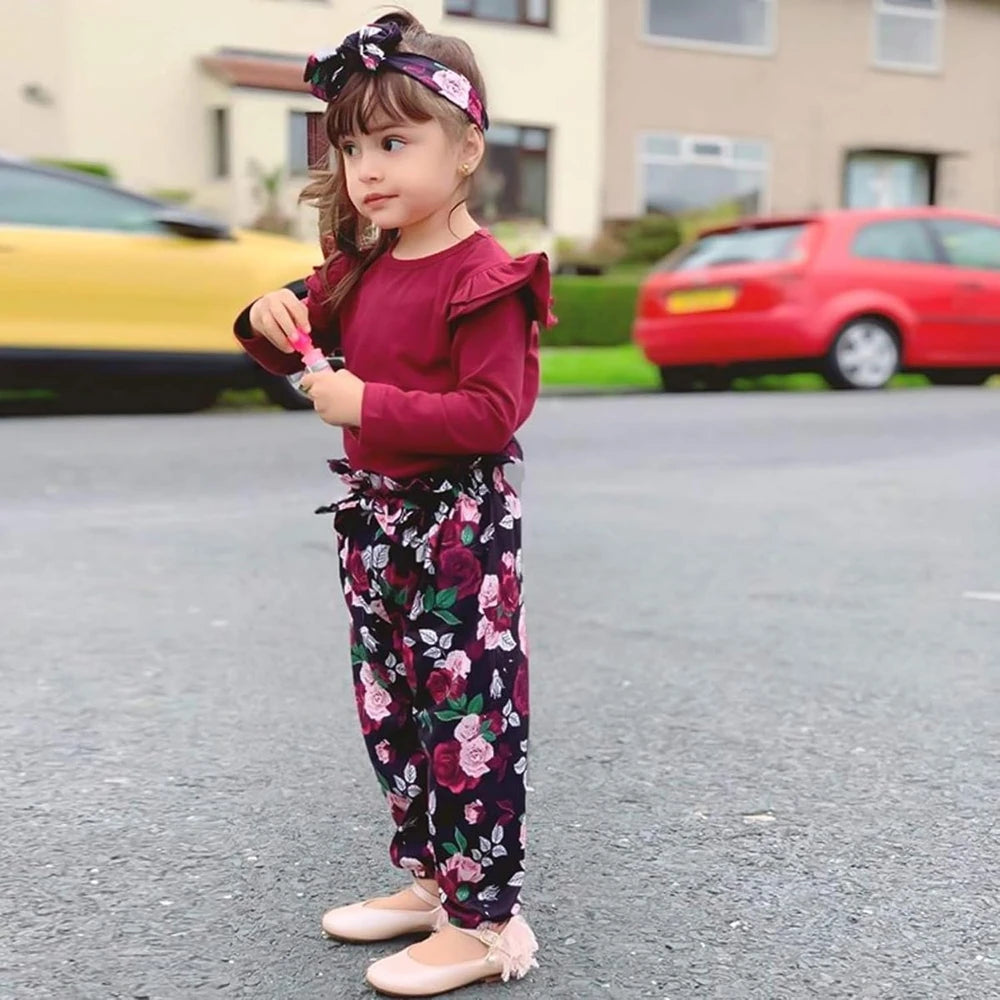 Sanmio Toddler Girl Floral Outfit
