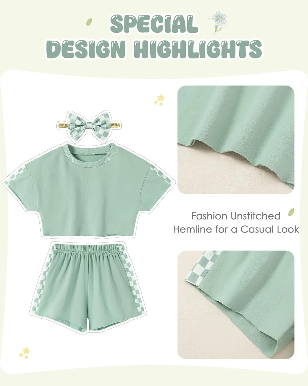 Checkered Cotton Toddler Girl Outfit Set