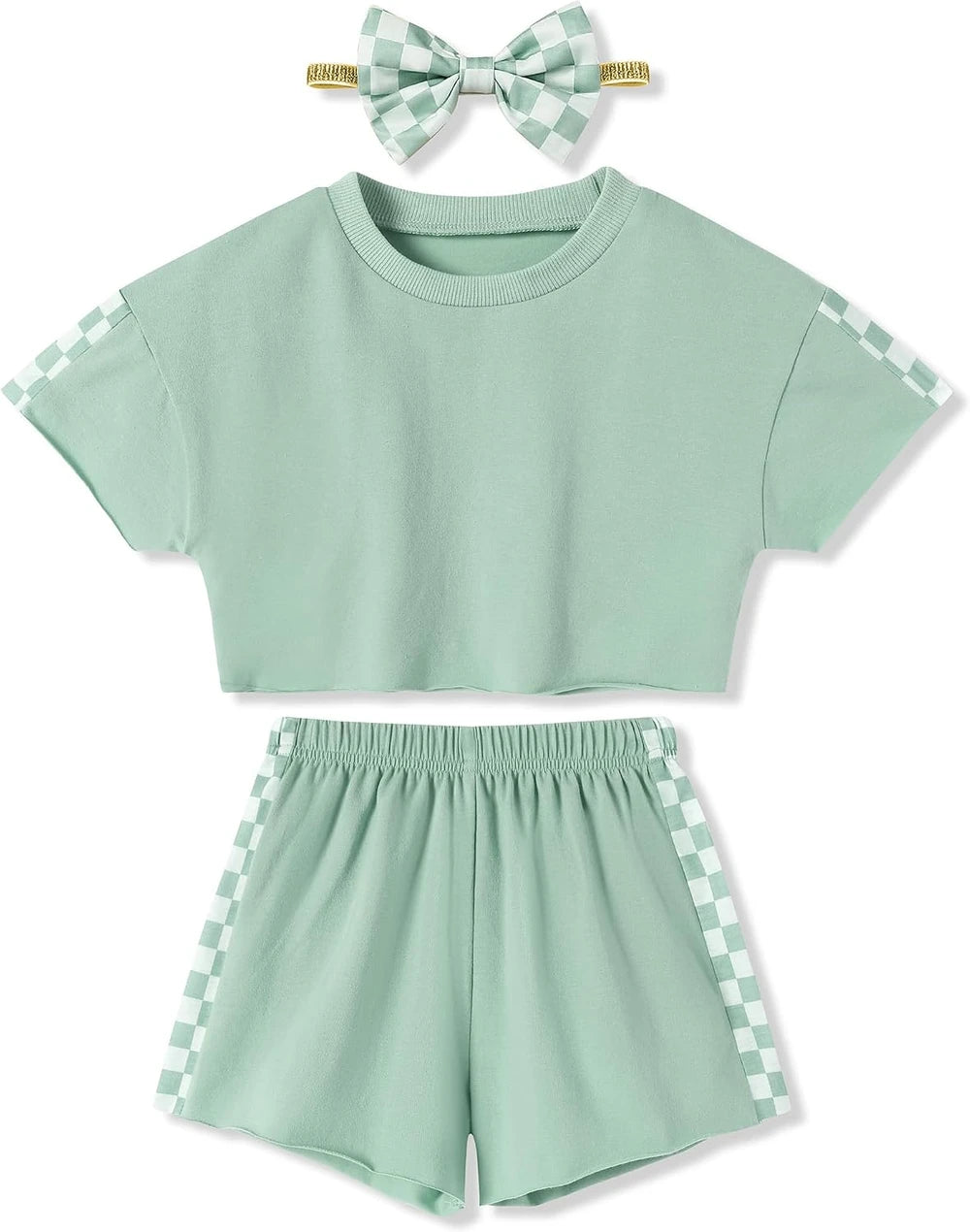 Checkered Cotton Toddler Girl Outfit Set