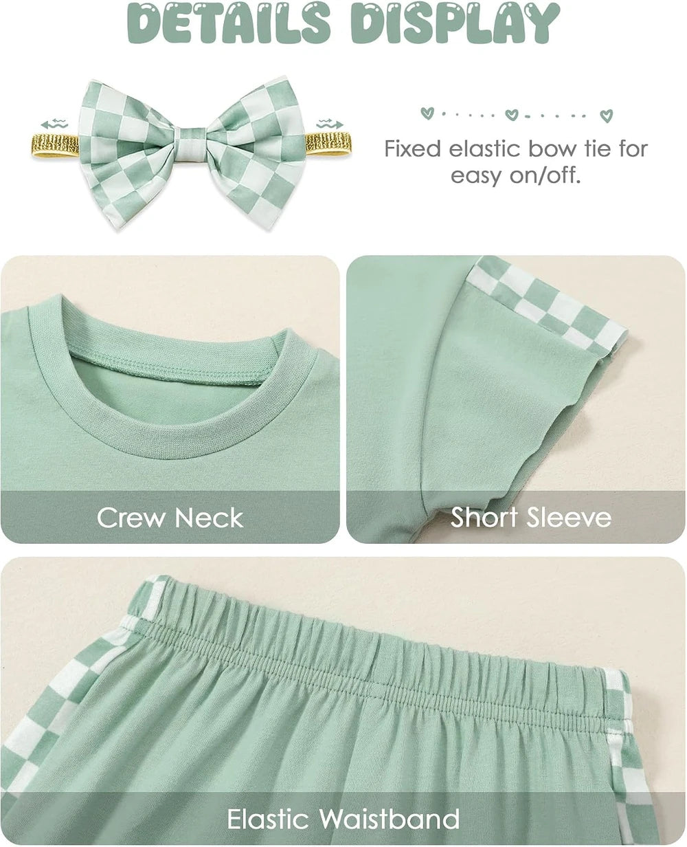 Checkered Cotton Toddler Girl Outfit Set