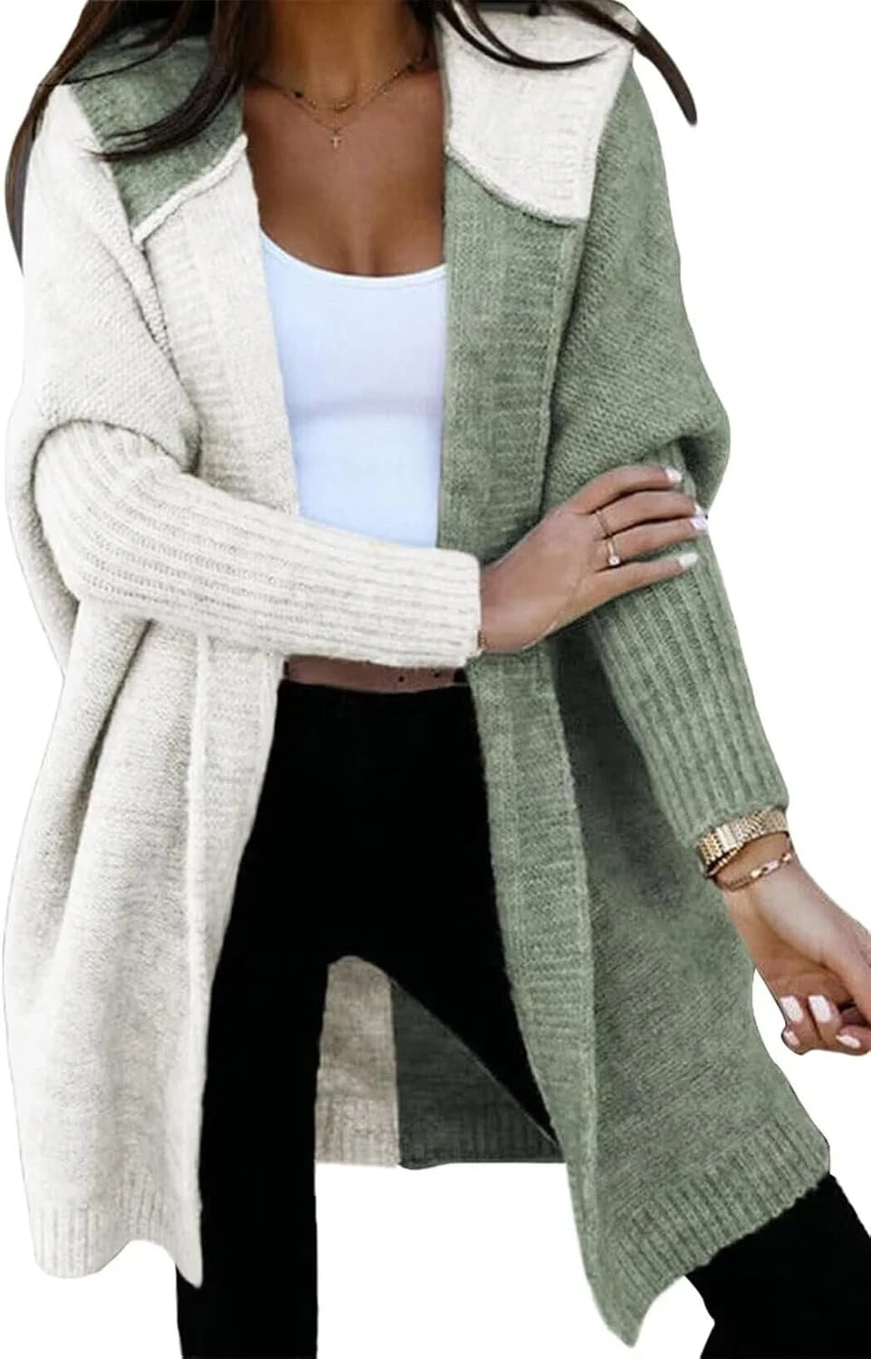 Hooded Knit Cardigan Sweater