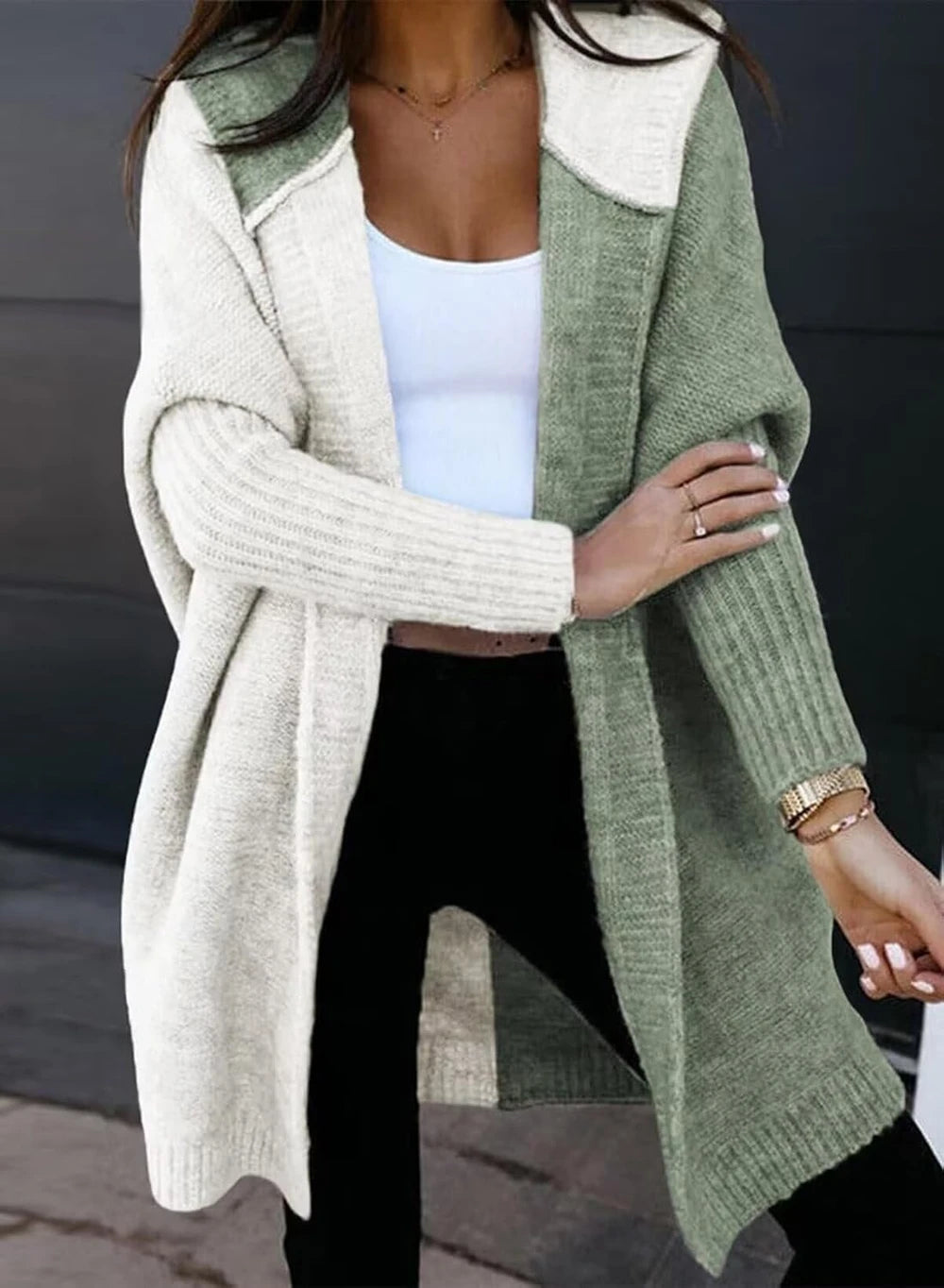 Hooded Knit Cardigan Sweater
