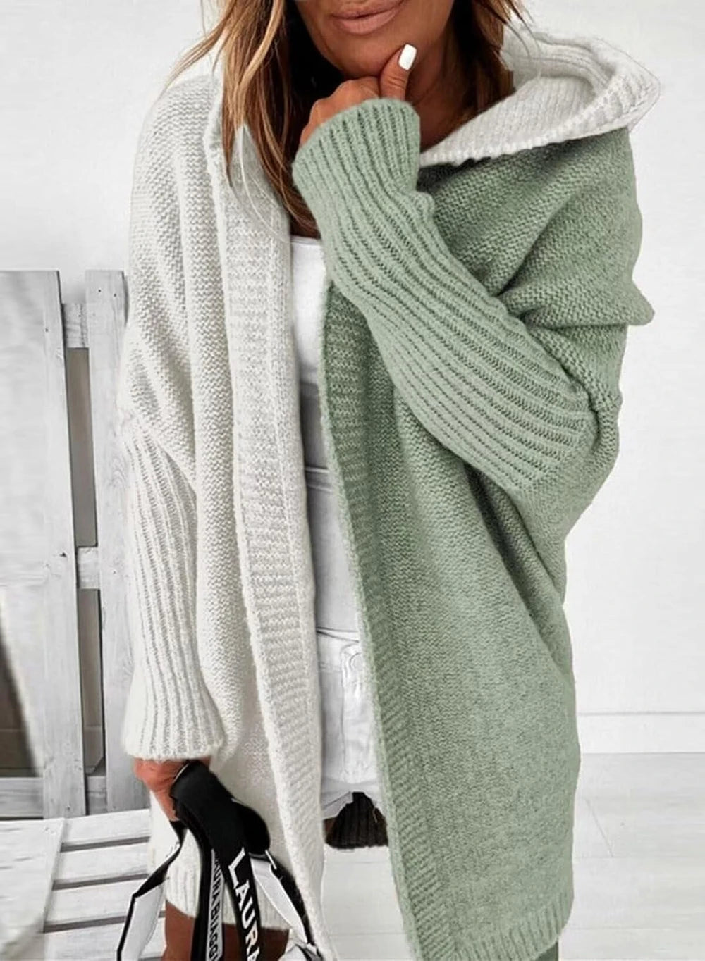 Hooded Knit Cardigan Sweater
