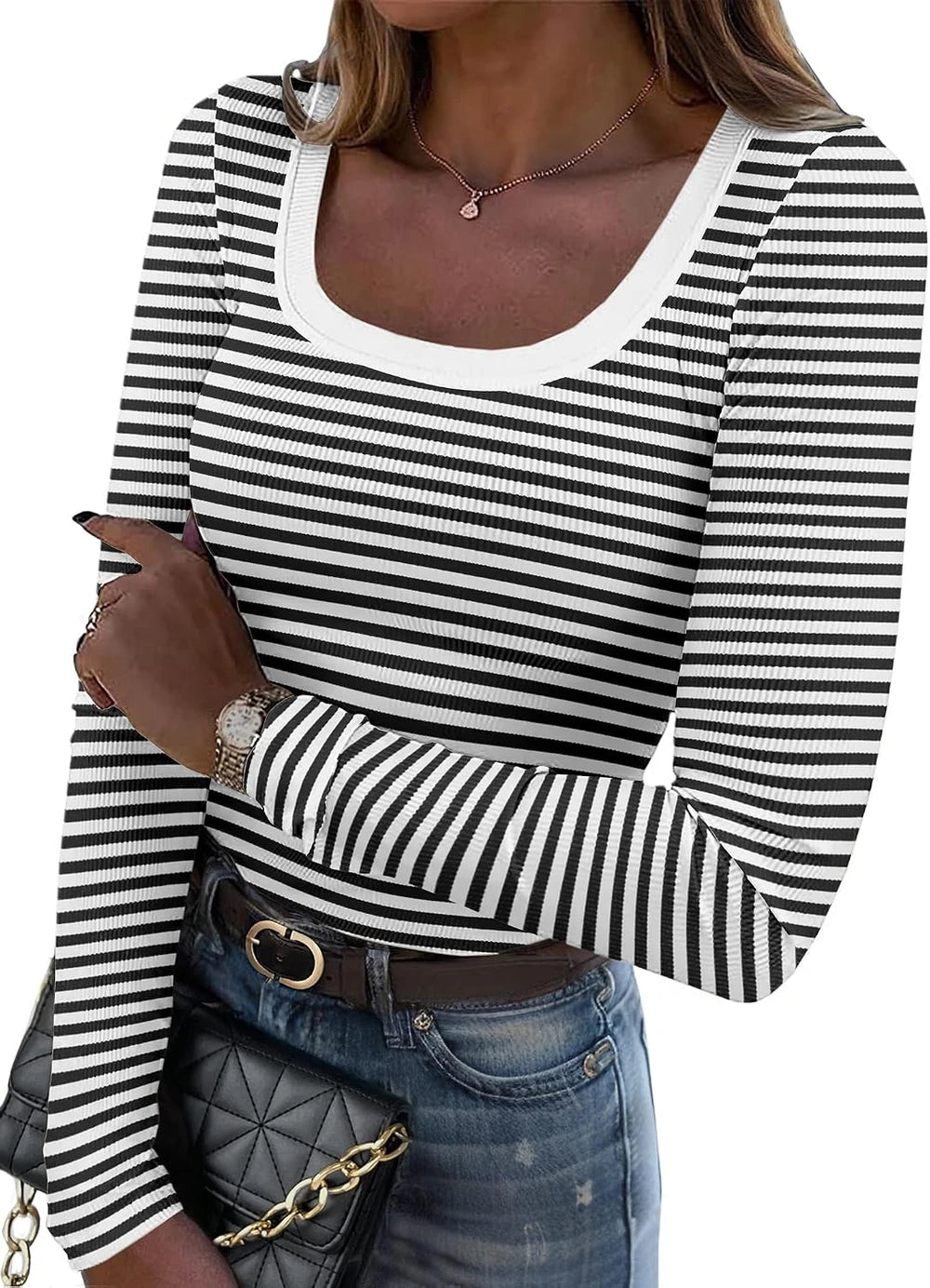 Rib Knit Scoop Neck Top